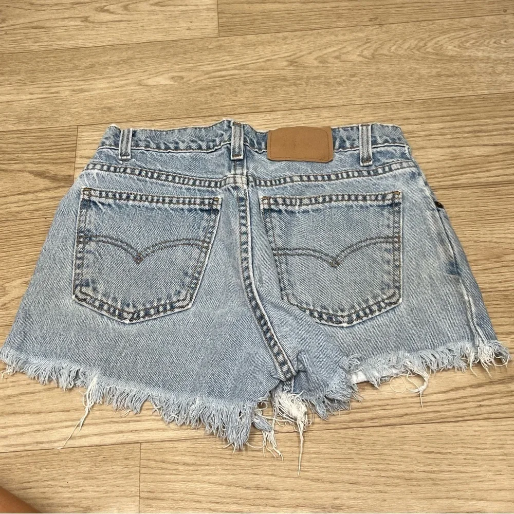 Vintage Orange Tab Levi’s Distressed Cut Off Midrise Denim Shorts Waist 28” - Picture 2 of 14